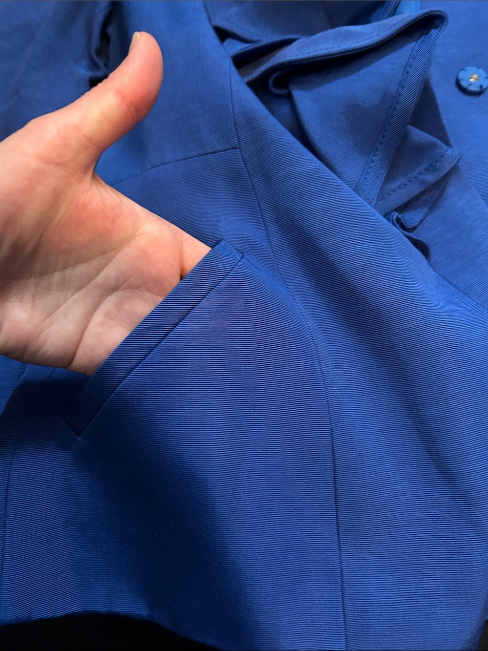 Women's Royal Blue Ruffle-Front Belted Ann Klein Blazer size Med - Picture 6 of 7